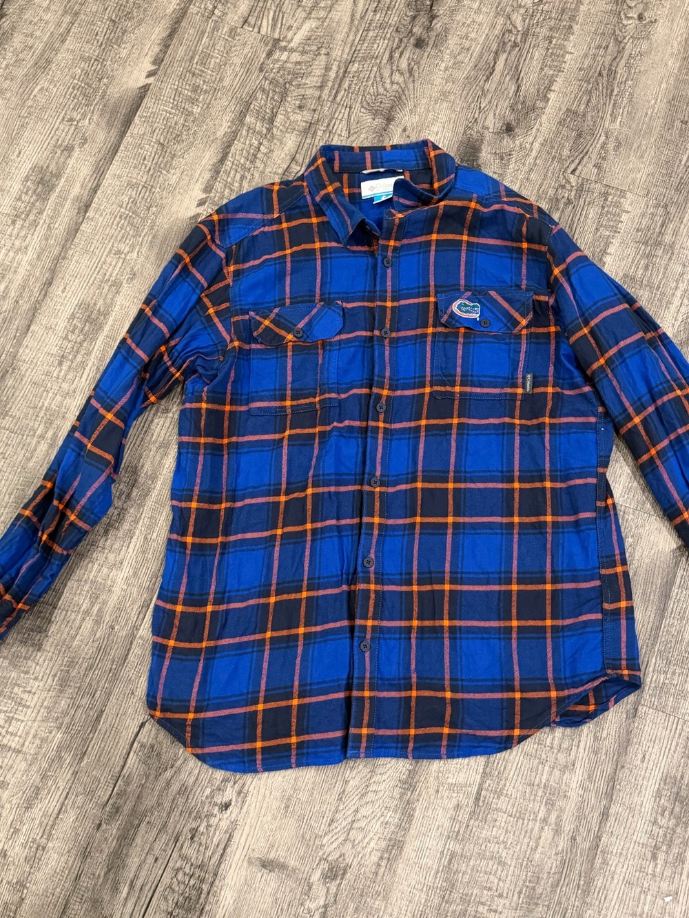 Columbia Blue & Orange Plaid Button-Down Shirt